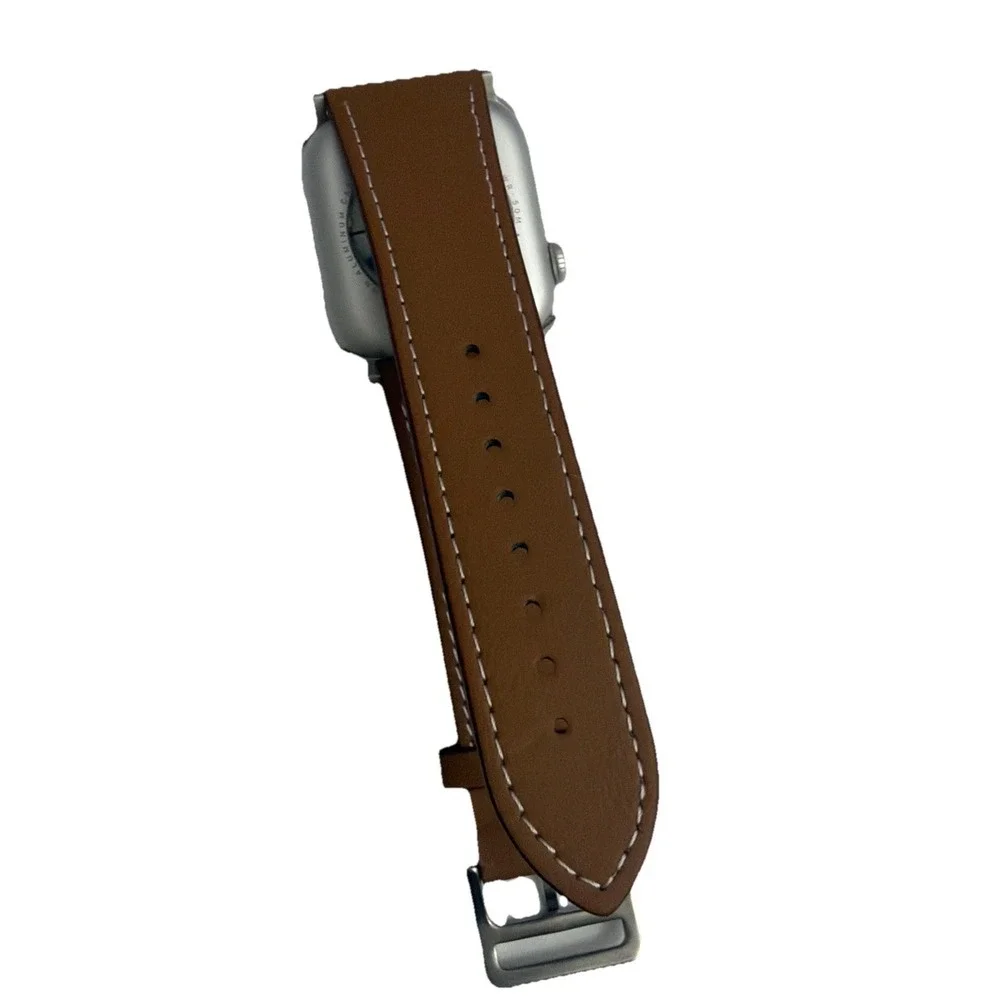 Strap Band Brown Unisex's Leather replacement Band Series 10 iPhone Size 42/45